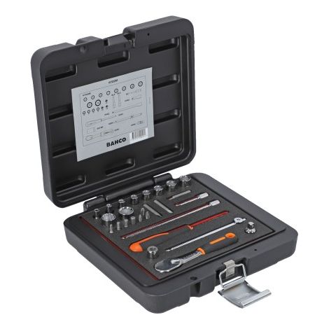 BAHCO - Jeu de douilles 1/4", 6 pans métriques et cliquet en poire/rallonges-21pc (1/3)