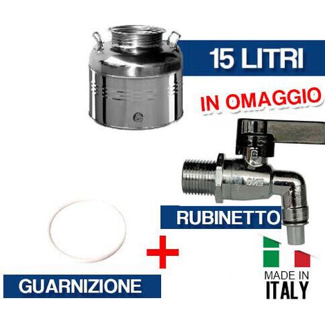 CONTENITORE BIDONE FUSTO PER OLIO IN ACCIAIO INOX 15 30 50 LT M. ITALY 36183V 15 LT C/RUB. (36183/