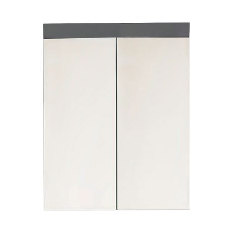 Meuble de salle de bain - Armoire de toilette - Miroir - 2 portes - Gris - L60 x P17 x H77cm - AMANDA (1/5)