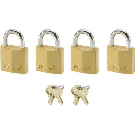 MASTER LOCK Petits Cadenas [Clés communes] [Pack Familiale de 4] 120EURQNOP - Idéal pour les Sacs à Dos, les Bagages, les Valises , les Casiers et plus