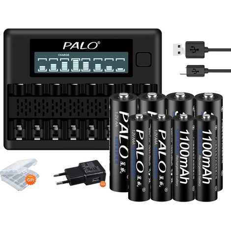 Batteries Rechargeables, NiMH, Chargeur Intelligent, 4AA 4AAA 1Chargeur (1/2)