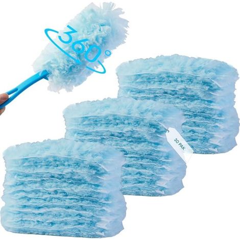 Paquete de 30 recambios de paños para polvo, Compatible con el plumero Swiffer Heavy, Paño desechable multifuncional, coches y persianas, Azul (1/5)