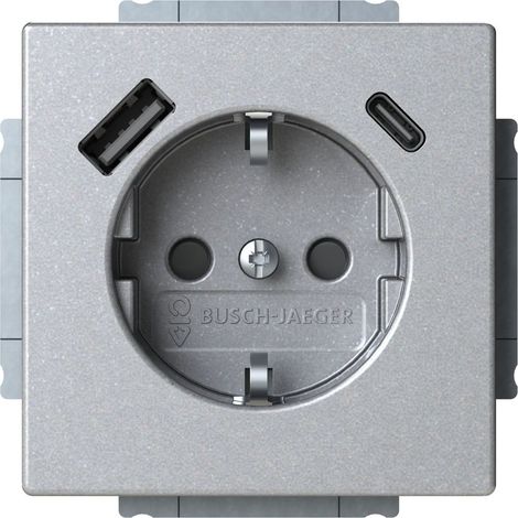 Busch Jaeger SCHUKO USB-A+C 20 EUCB2USBAC-83 Steckdose (1/3)