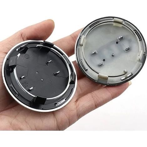 Enjoliveurs centraux pour AUDI 60 mm, lot de 4, gris avec bordure chromée (1/2)