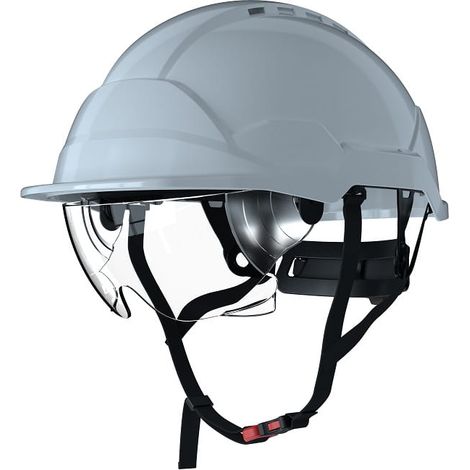 Casco de trabajo protector blanco Ardon con gafas. (1/3)