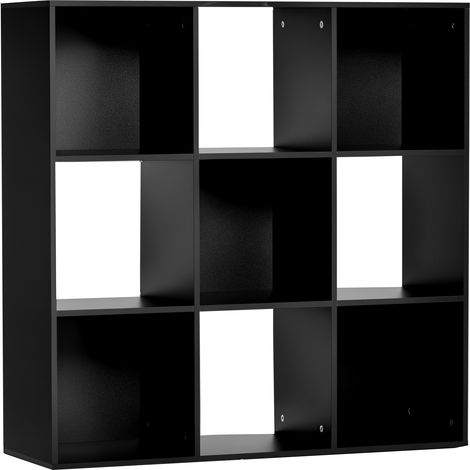 3-tier 9 Cubes Storage Unit Particle Board Cupboard Bookcase Organiser Home Office Shelves, Black