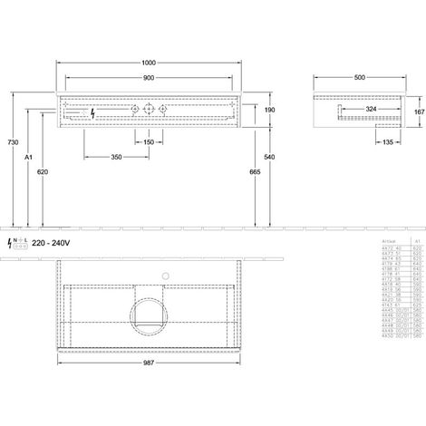 Villeroy & Boch L09050HG WTUS Antao L095 1000x190x500mm