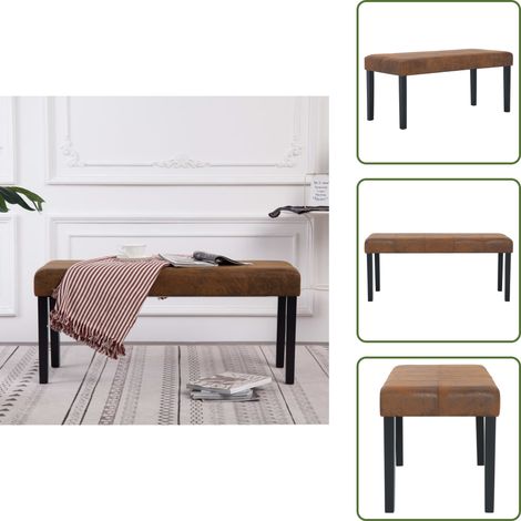 Sitzbank 106 cm Braun Wildleder-Optik - Sitzbank - Wildleder Optik - Wohnzimmer Dekoration - Holzrahmen - Polsterung (1/5)
