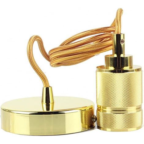 E27 Metall Pendelleuchte Fassung Pendelseil 150 cm Retro Pendelleuchte Kupfer Kette Messing Farbe Kupfer Itular DIY Lampe Zubehör Anhänger (1/5)