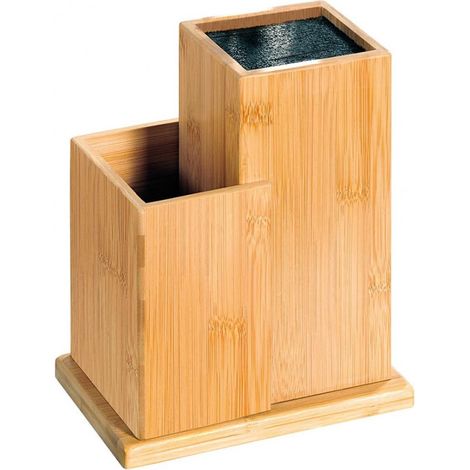 Porte couteaux en bambou - Beige - L 10 x l 10 x H 23 cm - Livraison gratuite (1/3)
