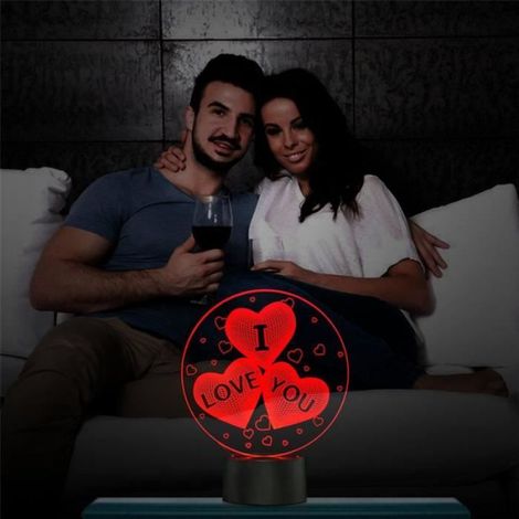 Romantique Je T'aime Coeur 3D Lampes 7 Couleurs Clignotant USB Alimenté Tactile Commutateur Chambre Led Veilleuses pour Cadeaux (1/4)