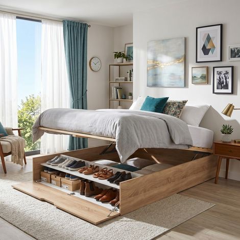Sommier coffre 140 x 190 cm avec rangement - Naturel clair - SALITA de YSMÉE (1/2)