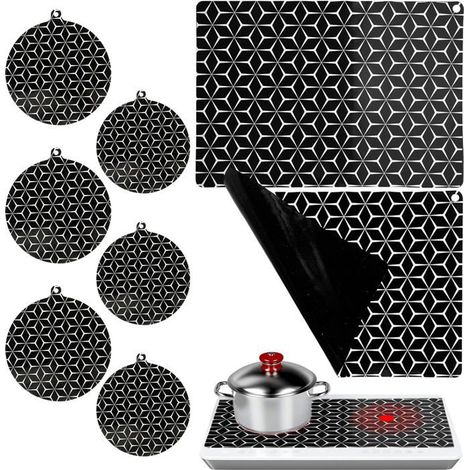 Tapis Protection Plaque Induction 8pcs 25x35cm, Silicone Cuisson Antidérapant, Protège Surface (1/5)