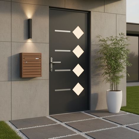 Porte d'entrée aluminium 96x218 cm anthracite serrure 3 points (1/5)