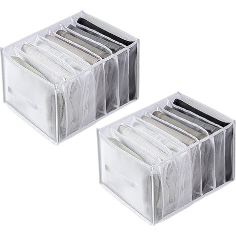 Organisateur de garde-robe, organisateur de tiroirs en 2 pièces, placard pliable, organisateur de vêtements, organisateur de pantalons, organisateur de vêtements pour jeans, t-shirts, shorts, jupes et (1/5)