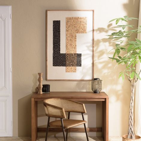 SANDY - Décoration murale bois Pin recyclé mosaïque beige/noire (1/5)