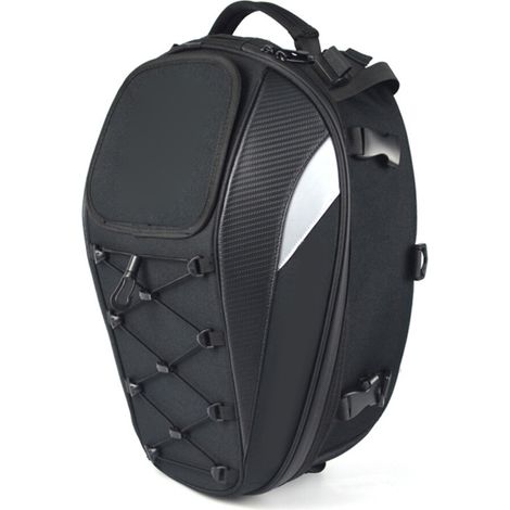 Adecuada para alforjas traseras de motocicleta, 410x270x200 mm, mochila impermeable y reflectante con bolsillo para casco.