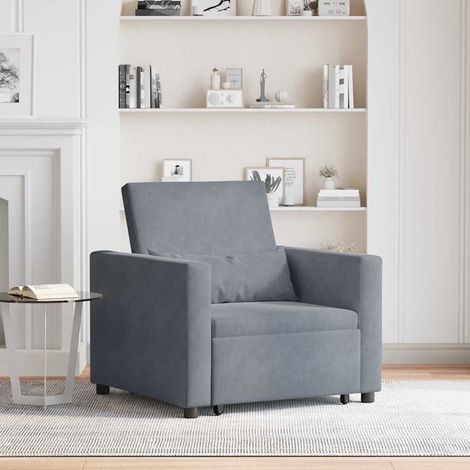 vidaXL Divano Letto Singolo Grigio scuro 90 x 165 x 87 cm Velluto (1/5)
