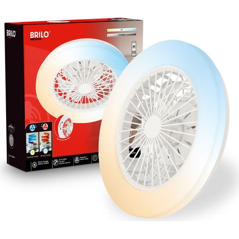 Briloner LED Deckenleuchte mit Ventilator, 5 Geschwindigkeiten, einstellbare Lichtfarbe, weiß, Maße: Ø48,5 x 14,5 cm (1/5)