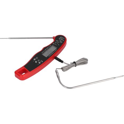 Fleischthermometer mit zwei Nadeln, digitales Lebensmittelthermometer mit großem Display, Multifunktions-Kochthermometer mit eingebauter Batterie, rot (1/5)