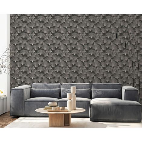 Wallarena Vliestapete Blumen Ginkgo Line-Art für Wohnzimmer und Schlafzimmer, 10 m x 50 cm – inkl. Kleister & Anleitung (1/5)