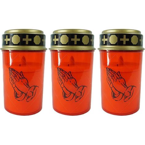 Lampe funéraire LED rouge 3 bougies combustion prolongée