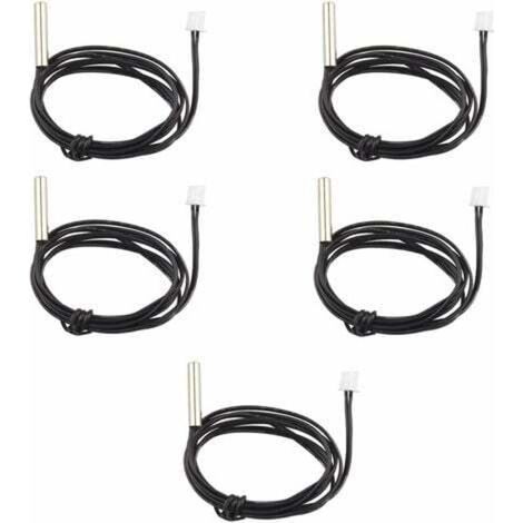 Lot de 5 sondes de capteur de température étanches NTC 10 K 1 % 3950 Thermistor. câble d'extension de 1 m. détecteur de température. jauge pour climatiseurs de voiture/réfrigérateurs