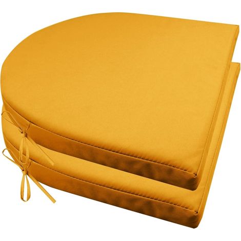 2er Set Stuhlkissen mit Bändern Wasserdicht Rutschfestes Sitzkissen Bequeme Halbrund Sitzpolster für Gartenmöbel Oder Stuhl Wasserdicht Garten 40 x 40 x 4 cm Beige (1/5)