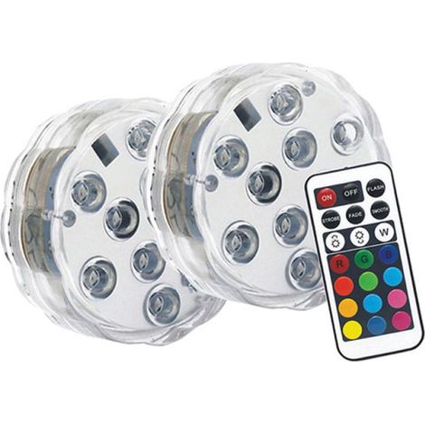 Xanlite – Lot de 2 lampes flottantes étanches IP68 – Éclairage RVB télécommandable avec 16 couleurs – Pour piscine et jardin – PACK2LPIP68RVB
