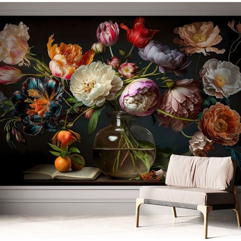 Selbstklebend Tapete - abwaschbar - Raumgestaltung Schlafzimmer Wohnzimmer Tapete Blumenstrauß 312x219 cm (1/5)