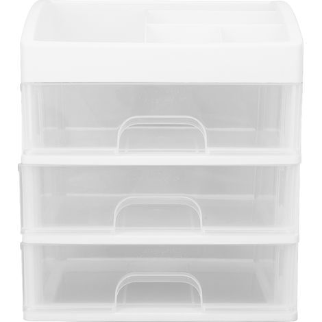 Organisateur de maquillage à 3 tiroirs, tiroirs de rangement anti-poussière transparents (1/5)