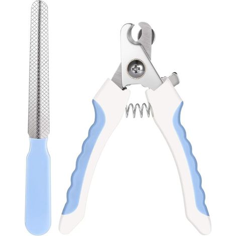 Coupe-Ongles pour Animaux de Compagnie Ciseaux à Griffes d'Animaux Coupe Griffes pour Animaux de Compagnie Coupe-Ongles de Chien Coupe-Griffe n Acier Inoxydable pour Chiens Chats (Blanc et Bleu)-Fei Y (1/4)