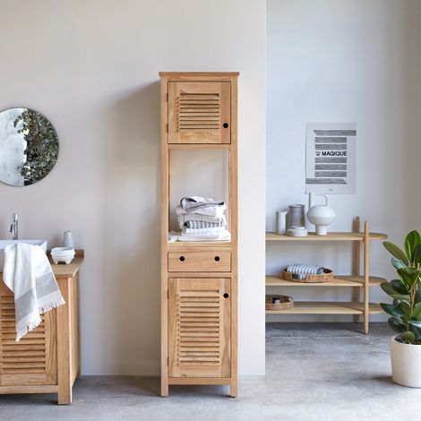 Tikamoon Coline Colonne de salle de bain en teck H 190 cm × L 47 cm × P 40 cm (1/5)