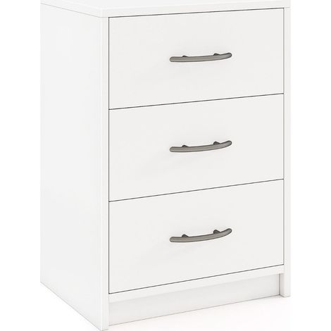 Comodino moderno 38,5 x 28 x 54 cm con 3 pratici cassetti e design elegante in legno bianco 200013957