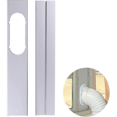 Joint de fenêtre climatiseur mobile réglable – 130 cm – Plaque PVC 10 cm – Avec ruban adhésif – Installation facile (1/4)