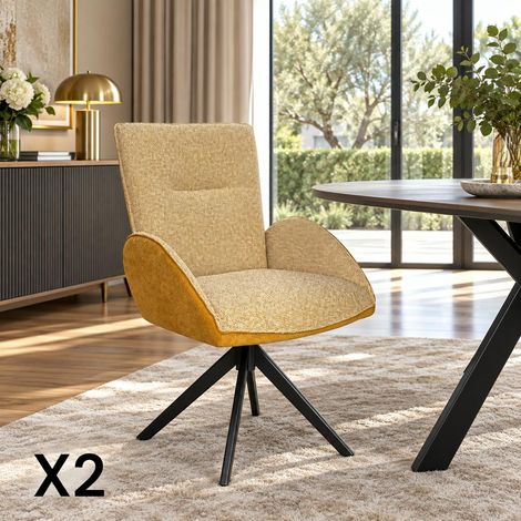 Fauteuil de table pivotant moutarde, bi-matière (lot de 2) AGADE (1/5)