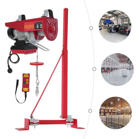 Elektrische Winde mit Funkfernbedienung, 12 m langes Drahtseil, Tragkraft von 125 kg bis 250 kg, Hubhöhe von 12 m, geeignet für Seilkrane (1/5)