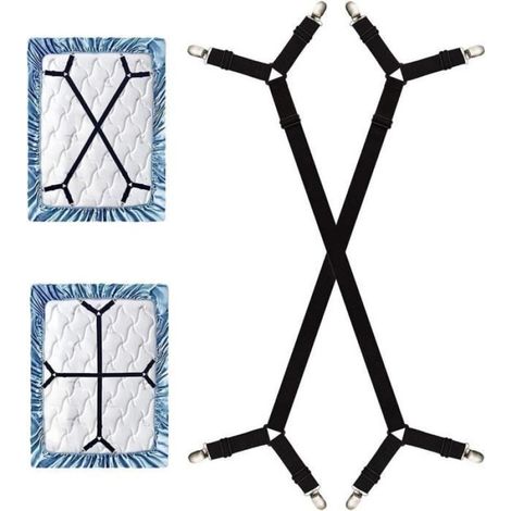 Sangles de Support de Drap de Lit - Réglables en Croix - Pour Matelas, Futons, Housses de Siège Voiture Bateau Moto - 2 Pièces (1/4)