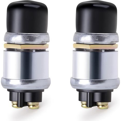 Interrupteur de Démarrage à Bouton-Poussoir, 12V/24V Pousser Bouton Démarrage Etanche 50A Robuste Momentané Résistant aux Intempéries pour Klaxon Moteur Voiture Camion Tracteur Bateau (1/5)