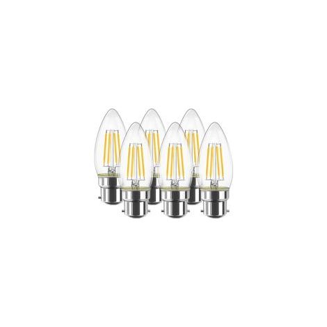 4W C35 B22 Ampoule LED à Filament, Bougie Ampoule, 2700K Blanc Chaud, 470lm 80Ra, Non Dimmable, Lot de 6 [Classe énergétique E]