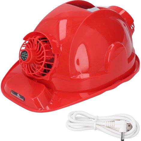 Casque solaire UV anti-UV 4 vitesses réglable ventilé avec double ventilateur et lampe frontale DC 5V rouge (1/5)