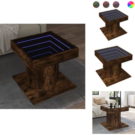 LED-Couchtisch Räuchereiche 50x50x45 cm Holzwerkstoff - Couchtisch - Couchtische - Beistelltisch - Sofatisch (1/5)