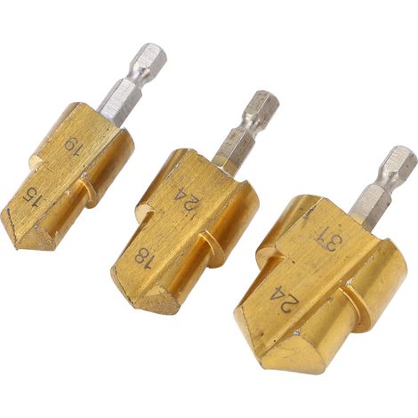 Ensemble 3 alésoirs pour tubes PPR, forets étagés en acier au carbone, raccords PVC, queue hexagonale, 19mm 24mm 31mm (1/5)