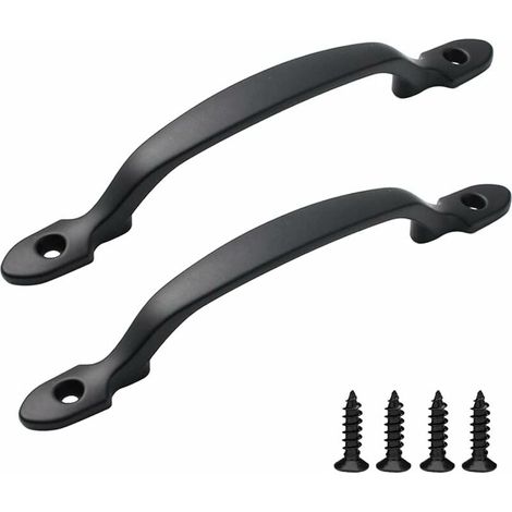 Poignée Meuble 2 Pièces Poignée de Traction de Porte Poignée de Porte d’Armoire Poignee Porte Coulissante avec Vis Poignées Noires pour Porte de Grange Armoires Jardin Remise (Noir) FOREHILL (1/4)