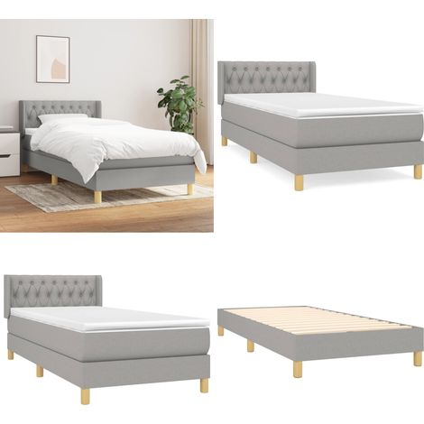 Boxspringbett mit Matratze Hellgrau 90x200 cm Stoff - Boxspringbett - Doppelbett - Bettenrahmen - Lattenrost - Matratze - Home & Living