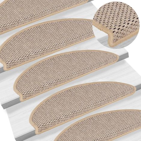 Tapis d'escalier autocollants 15 pcs,Marchettes d'escalier,Protections d'escalier 65x21x4 cm Beige clair CFW30898 (1/5)