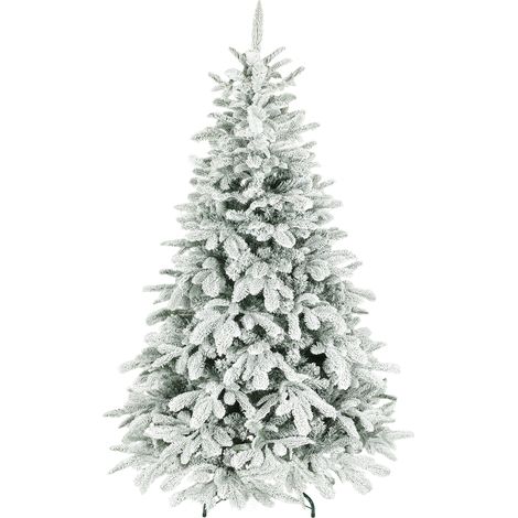 6 ft Artificial Flocked Christmas Tree 1182 Branches, Hinged mas Tree Foldable Metal Stand, Easy Assembly for Home Office Decor (1/5)