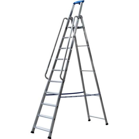 Scala professionale doppia realizzata in alluminio con maniglioni adatta per lavori -10 gradini (1/6)