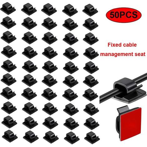 SHINING HOUSE Clips Câble Adhésives, 70PCS Clip Cabl Adhesif Rangement de Câble Fixation Auto Collant, Plastique Organiseur de Fils Electrique pour Bureau/Voiture/TV/Téléphone/Chargeur (Noir)