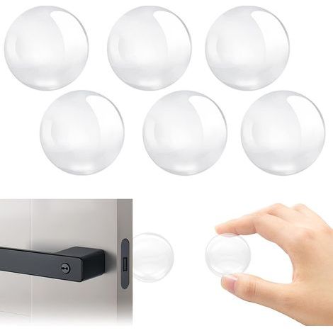 6 pièces butées de porte adhésives tampon de silicone élastique transparent protecteur de tampon mural butée de porte pour poignées de porte d'armoire, poignées de porte et de porte (1/5)